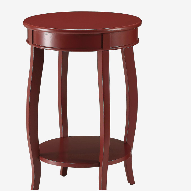 Table d'appoint ronde rouge avec tablette inférieure, Red