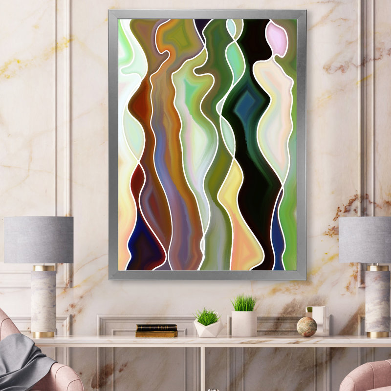 «Abstract Colorful Colorful Curves», impression sur toile, H 40 po x l 30 po, Cadre photo argenté