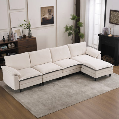Spacious Sectionals Chenille 129.92 Inch Modern Modular Home Sofa