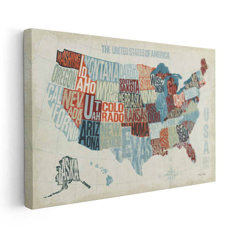 USA Modern - reproduction d'art sur toile, H 24 po x l 36 po