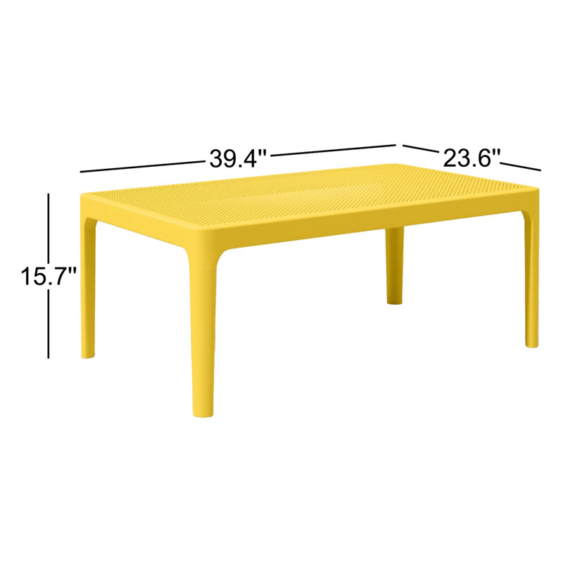 Table basse en plastique Farrah, Jaune, H 15,7 po x l 19,6 po x L 23,6 po