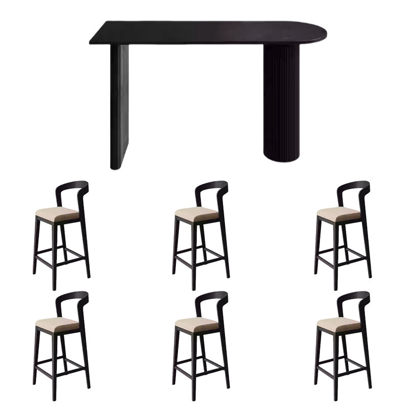 Table de bar en bois massif avec lumière luxueuse, H 41,3 po x L 55,1 po x l 17,7 po