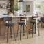 2PCS Swivel Bar Stools, Faux Leather Kitchen Stools Upholstered Barstools With Back-1561114438