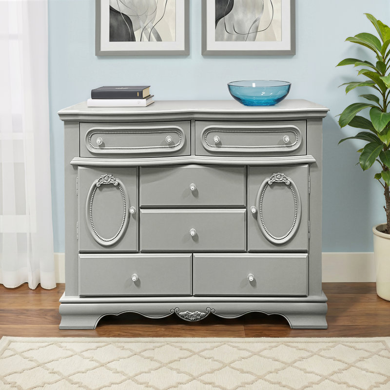 Commode 6 tiroirs 2 portes Grant, Gris