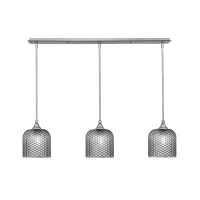 Luminaire suspendu linéaire sur pied 3 lumières avec verre texturé fumé de 7 po