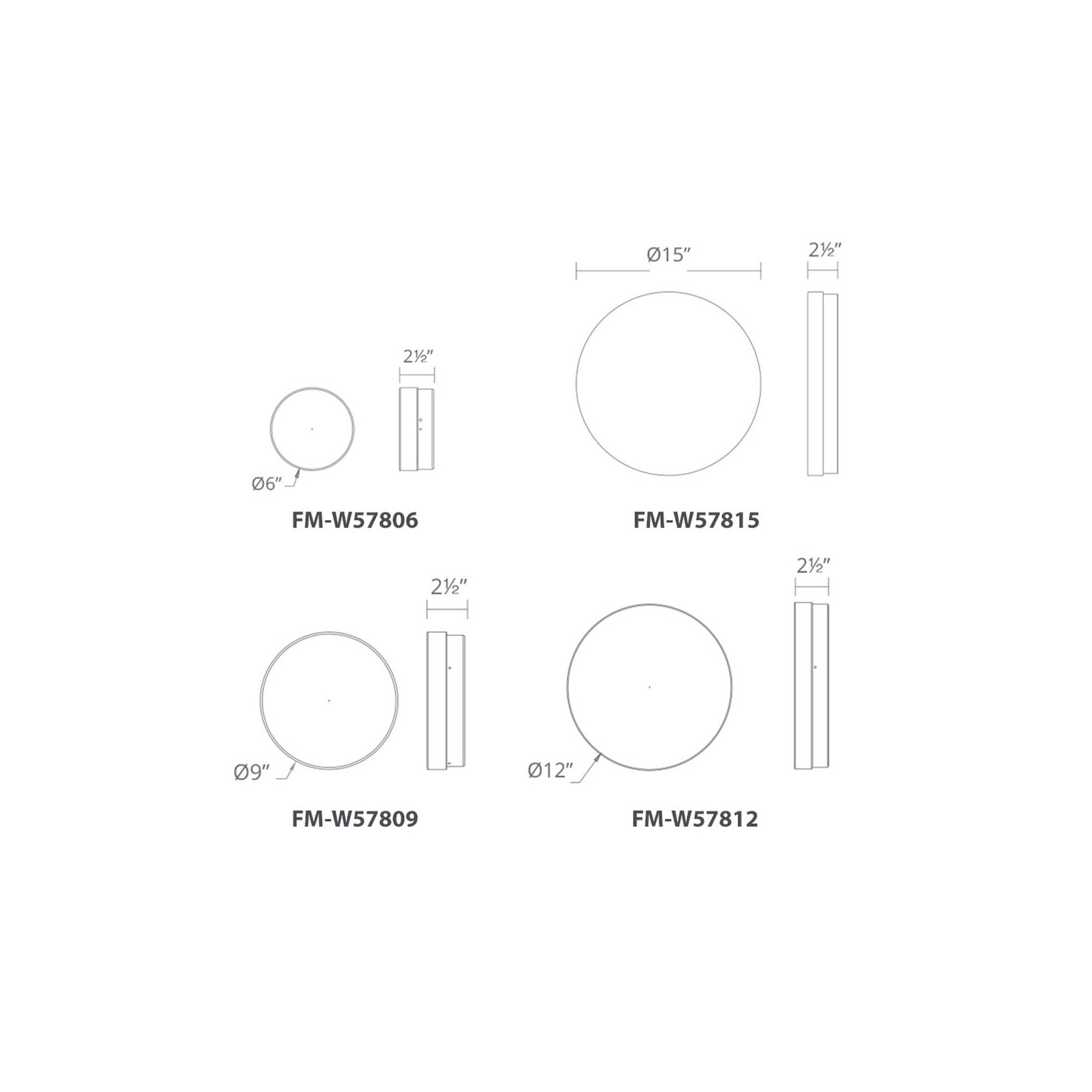 Pi LED Dimmable Round Flush Mount, 3500K, 2.5" H x 6.25" W x 6.25" D, Black