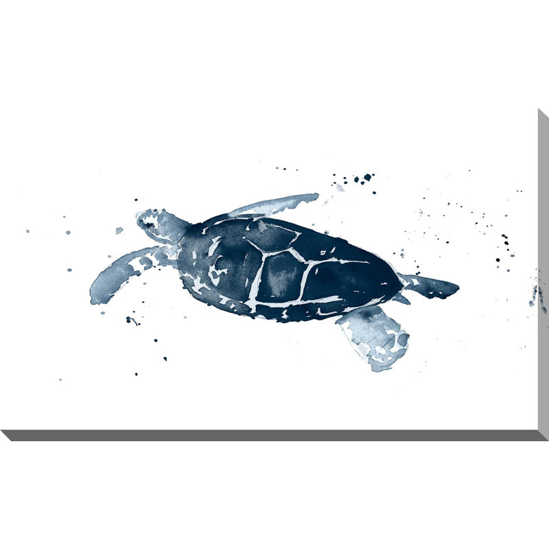 «Navy Ink Turtle I», reproduction d'art sur toile encadrée, H 24 po x l 40 po x P 1,5 po, Toile tendue