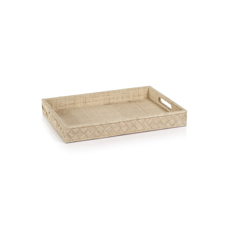 Plateau de service en raphia tissé Trakelia, H 2 po x l 12 po x P 16 po
