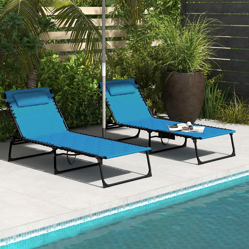 Vincenza Outdoor Metal Chaise Lounge, Sky Blue, 2