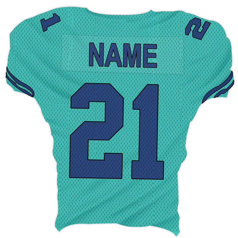 Décalcomanie murale nom et numéro personnalisé jersey, Aigue-marine, H 30 po x l 30 po