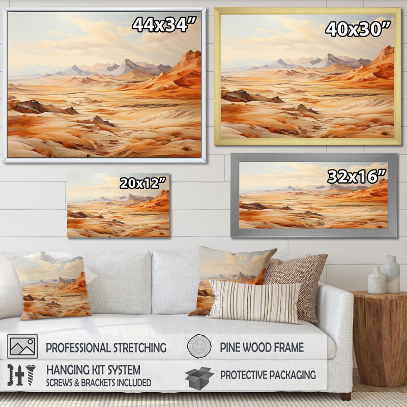 Égypte, désert antique des Sables II - reproduction sur toile, Toile tendue, H 12 po x l 20 po x P 1 po