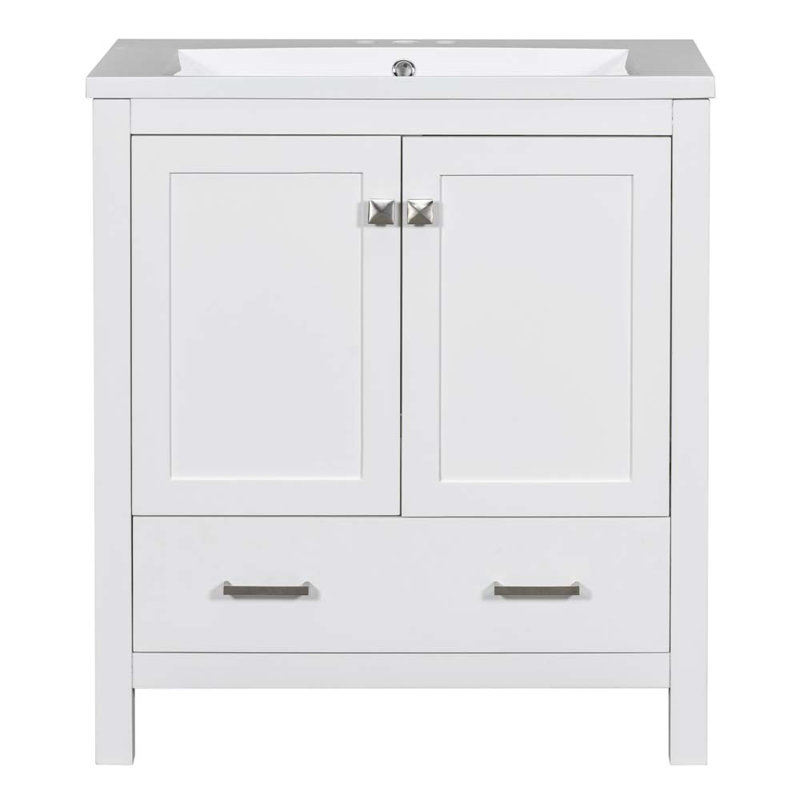 Ensemble de meuble-lavabo simple 30,11 po avec plateau en résine Adalayah, Blanc
