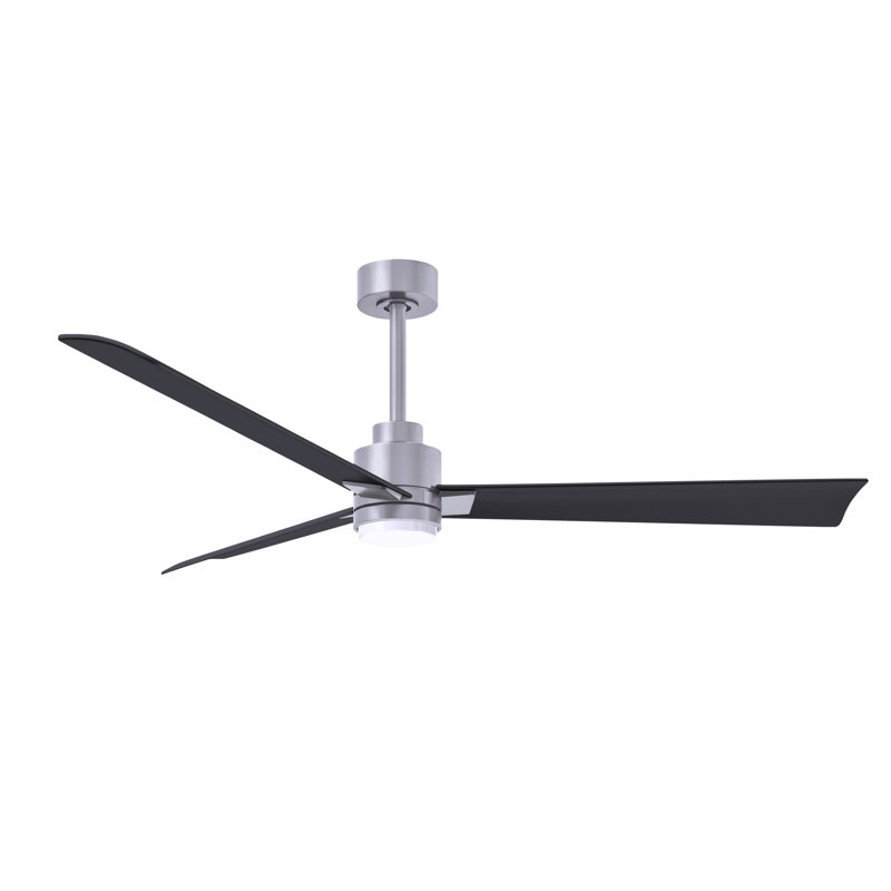 Ventilateur de plafond Alessandra, Noir mat, Nickel brossé, 56"