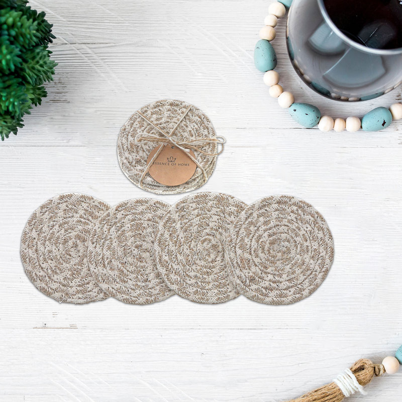 Ensemble de sous-verres ronds en coton 4 pièces Ih Casadecor