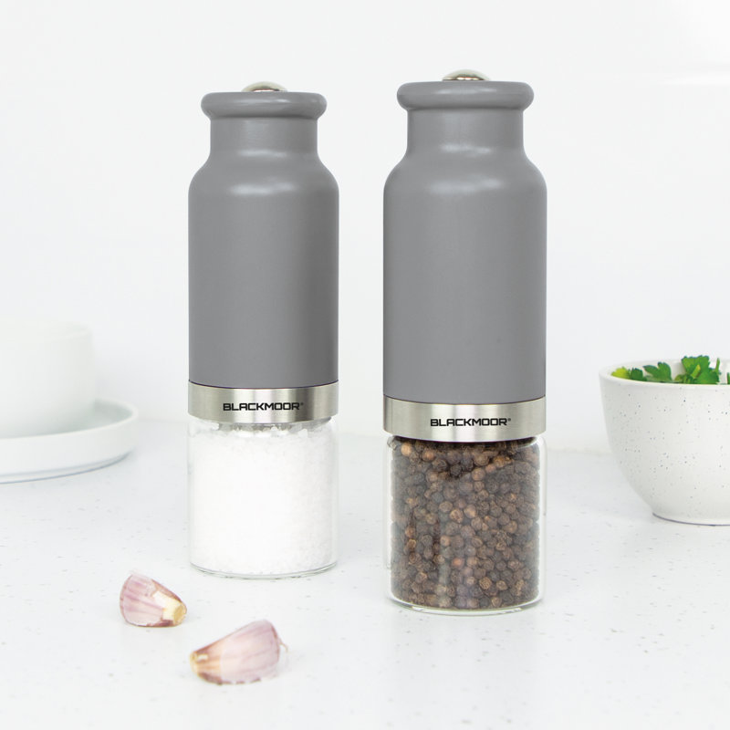 Brand Battery Powered Salt & Pepper Shaker, Grey