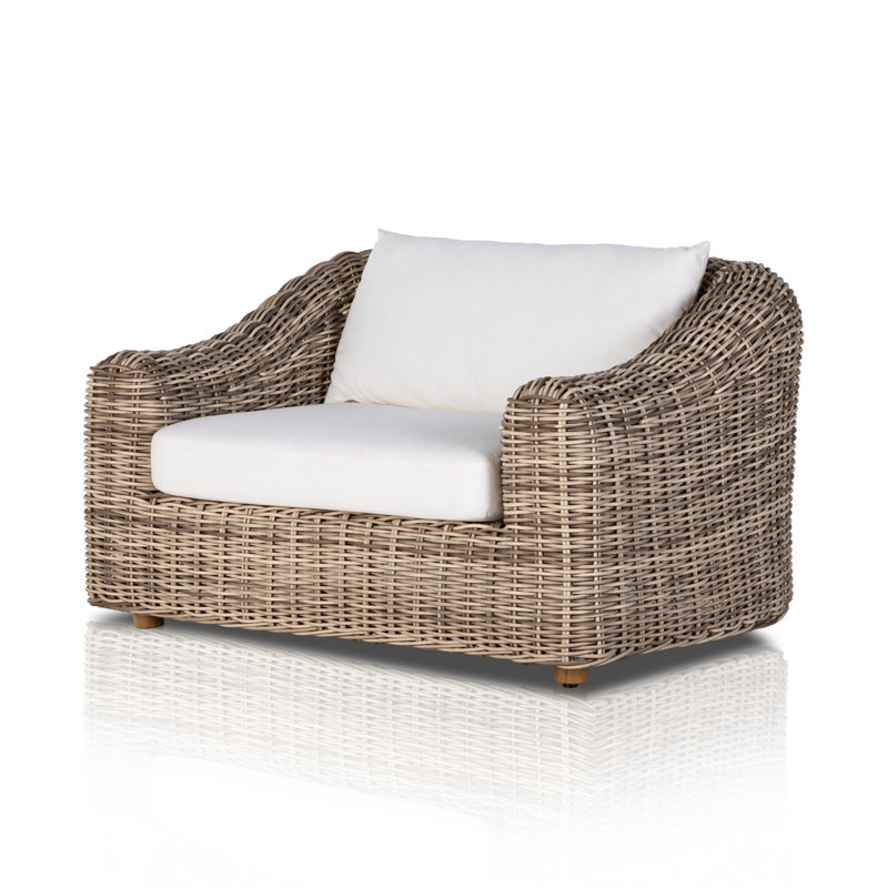 Messina Outdoor Teak Lounge Chair, White, Brown