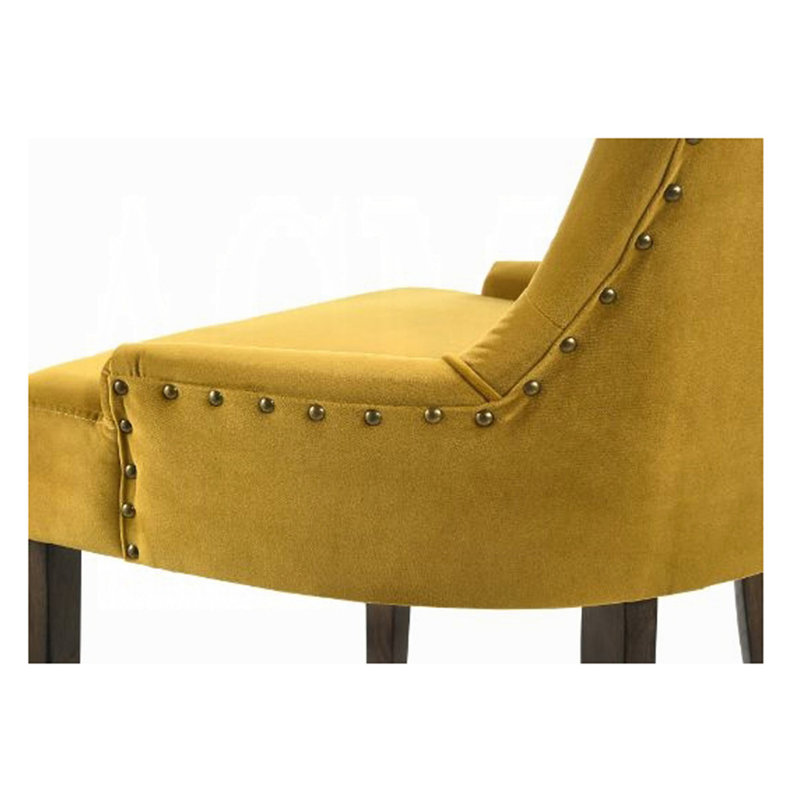 Ensemble de 2 chaises de salle à manger rembourrées en velours, sans les tables, Jaune