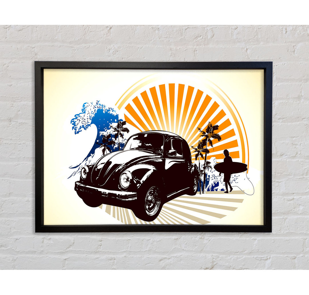 Vintage Volkswagen Beetle - Einzelner Bilderrahmen Kunstdrucke auf Leinwand