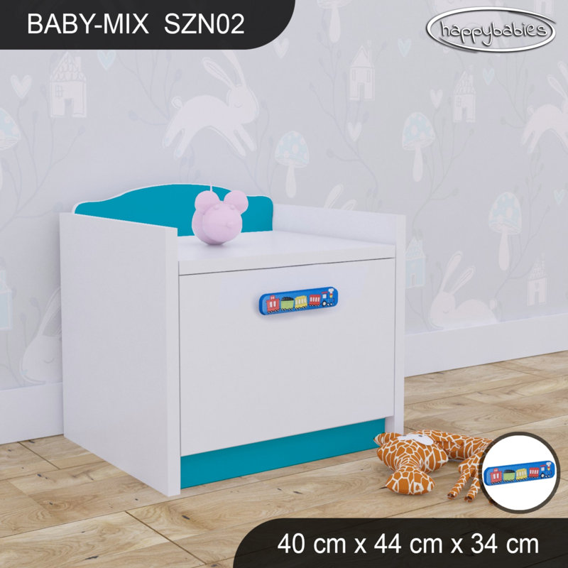 Baby Mix 1 Drawer Nightstand, Blue/White