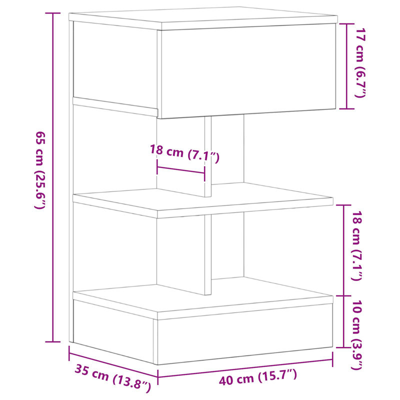 40 cm W Bedside Table, Individual