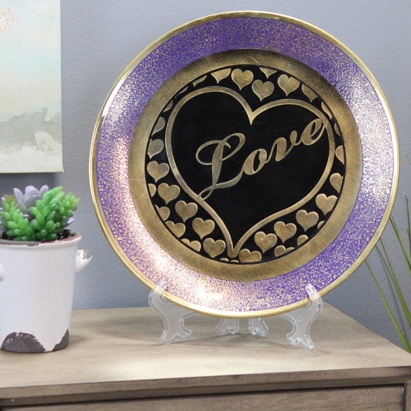 Plaque décorative murale en laiton avec cœur affectueux Akash, Mauve