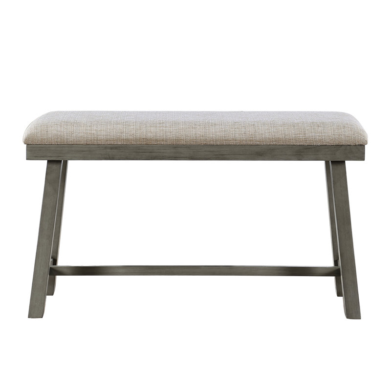 Banc à hauteur de comptoir avec revêtement texturé gris, pour la salle à manger, siège rembourré en mousse
