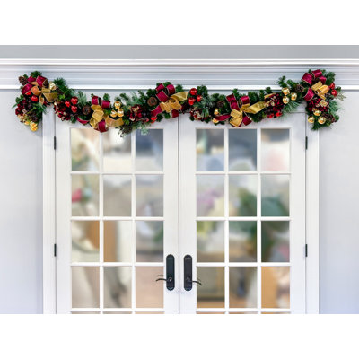 Jhamal 9' Holiday Garland with Hydrangeas, Ornaments and Bows