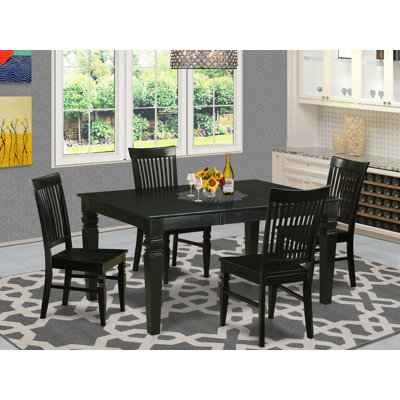 7 Piece Dining Room Table Set Consist of a Rectangle Kitchen Table with Butterfly Leaf and 6 Dining Chairs, Black & Cherry