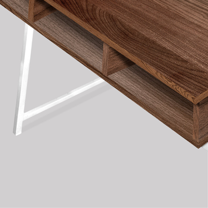 Rhine Computer Desk, Walnut, White