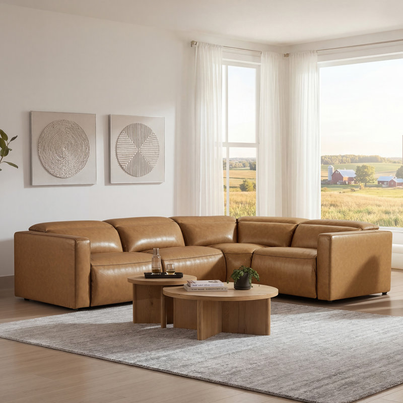 5-Piece Wall-hugger Upholstered Power Reclining Sectionnal, 39.4" H x 125.2" W x 43.31" D
