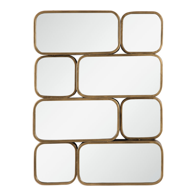 Gretchen Metal Rectangle Wall Mirror, Antique Gold