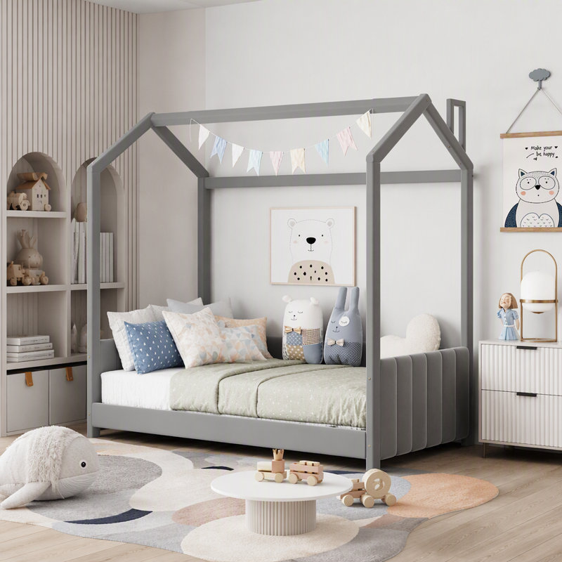 Lit cabane en velours deux places, Twin