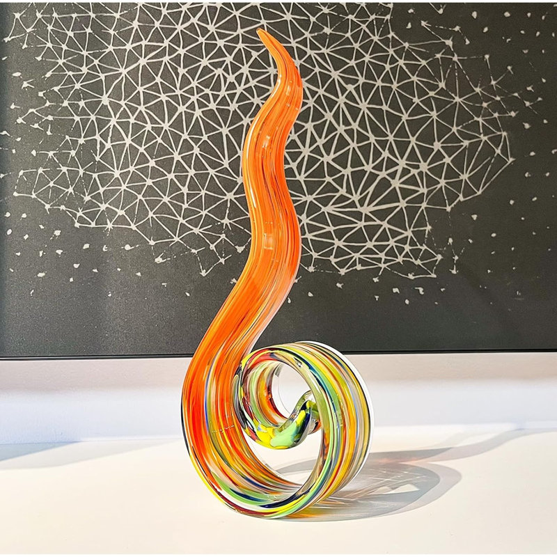 Sculpture en verre soufflé à la main 11,4 pouces 11,5 pi