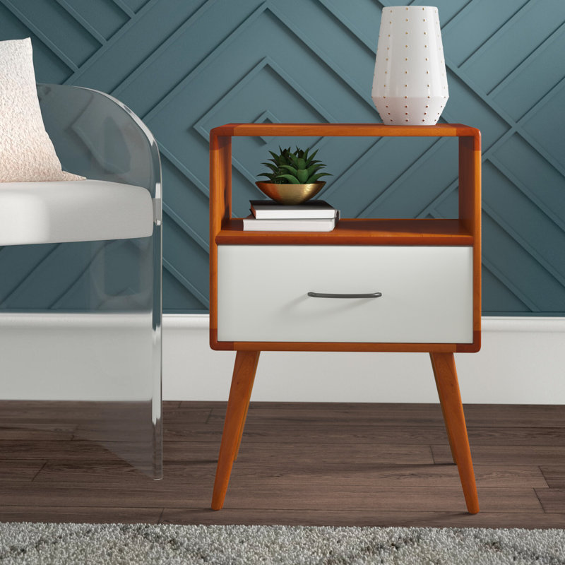 Solid Wood End Table, White