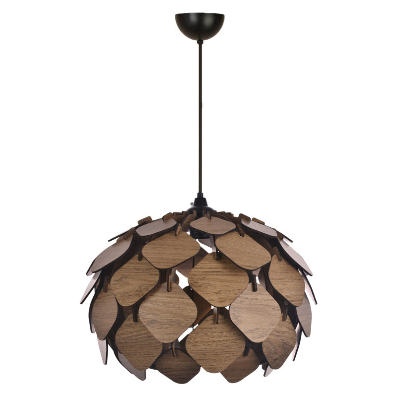 Lustre élégant brun avec câble réglable, 10,2 po de diamètre | Structure robuste en panneau de fibres à densité moyenne de 0,1 po d'épaisseur | Douille E27 (40 W maximum) | Idéal pour la salle à manger et les espaces de vie | Design moderne, parfait pour une décoration intérieure élégante