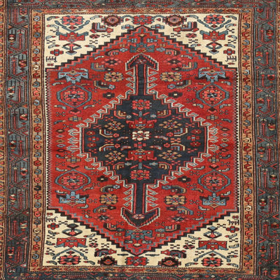 Tapis beige/gris/rouge traditionnel