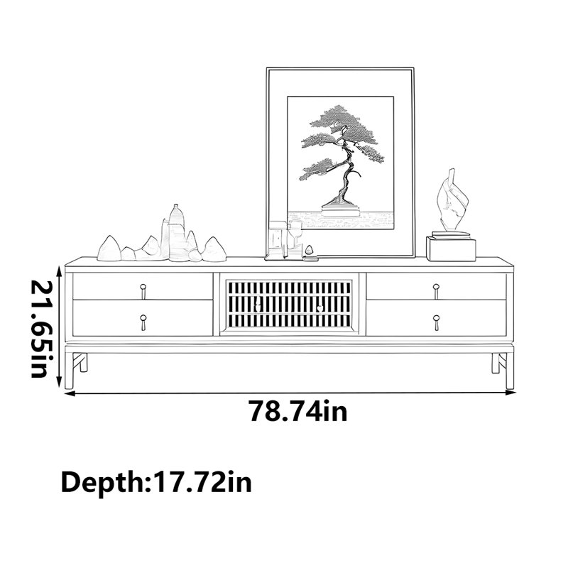 Pure Solid wood black walnut TV cabinet