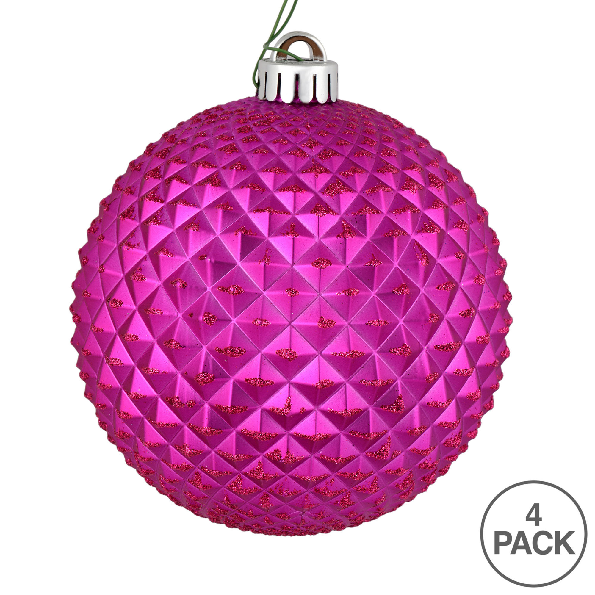 Durian Glitter Ball Ornament, Fuchsia