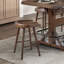 Ensemble de table de salle à manger à hauteur de comptoir brun 7 pièces avec repose-pieds en métal et 6 tabourets-83236323