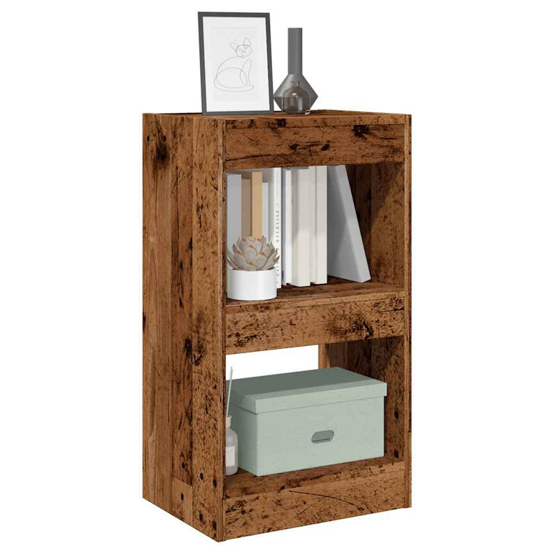 Book Cabinet/Room Divider, Old Wood, (2 Shelves) 72cmH x 40cmW x 30cmD