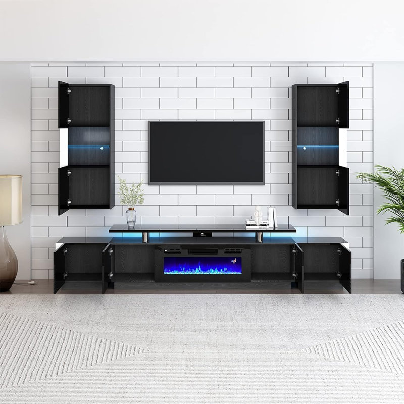 Table de bout avec rangement Bhhatu Highgloss, noir, Noir