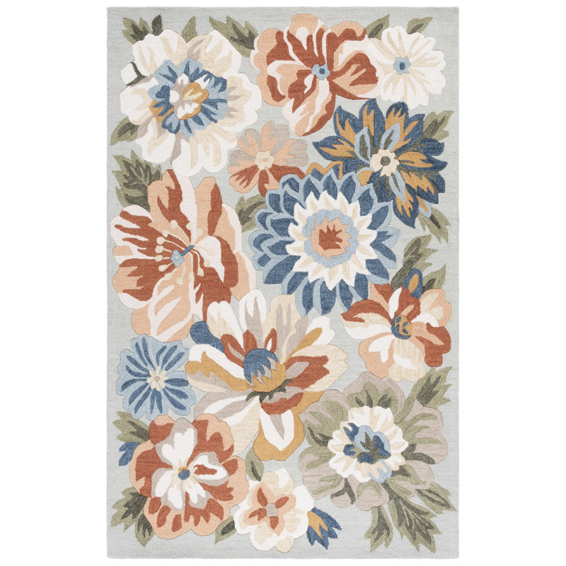 Jardin Hand Tufted Wool; Cotton Floral Indoor Rug, Rectangle 5' x 8'