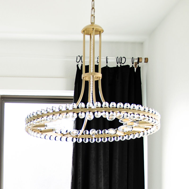 Clover 12-Light Crystal Pendant, 28.75", Aged Brass