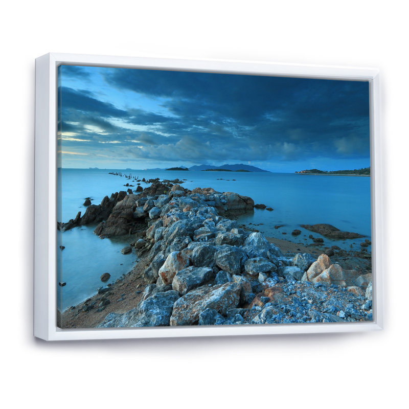 «Dramatic Coastal Stone Bridges», reproduction sur toile, H 12 po x l 20 po x P 1 po, Cadre flottant blanc