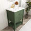Meuble-lavabo contemporain 24 po en MDF vert avec 2 tiroirs - Armoire de rangement contemporaine avec lavabo supérieur intégré