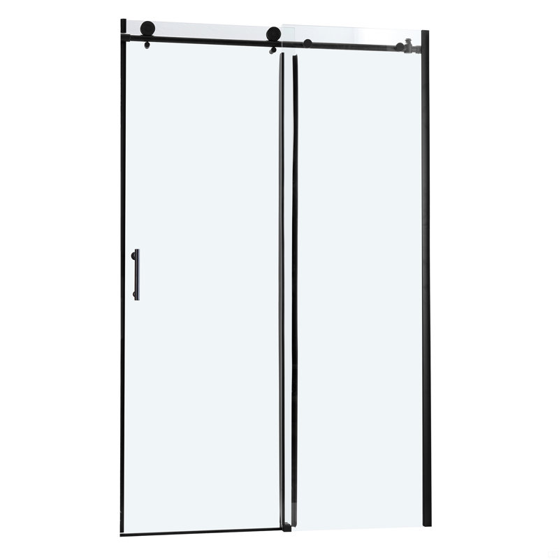 Shower Door 76" Single Sliding Bypass Shower Enclosure, 5/16 In. (8Mm), Matte Black