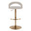 Tabouret de bar réglable en métal doré et tissu avoine avec repose-pieds arrondi en T - ensemble de 2-610483638