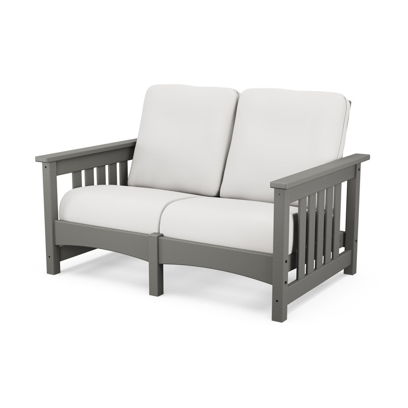 Club Mission Loveseat, Slate Gray Frame/Natural Linen Cushion