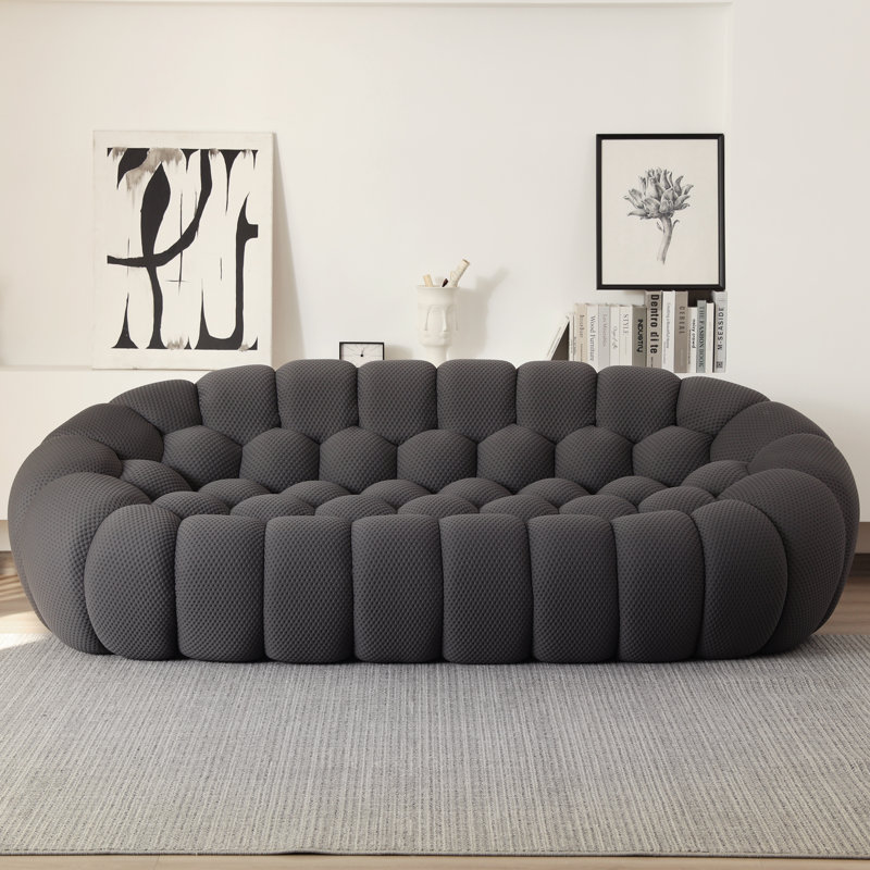Canapé rembourré Cenie, sans assemblage requis, Gris foncé, H 30,71 po x l 98,43 po x P 42,52 po