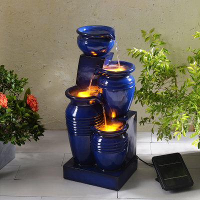 Fontaine solaire d'extérieur 28,7 "à 4 niveaux Wakiyan avec lumières DEL